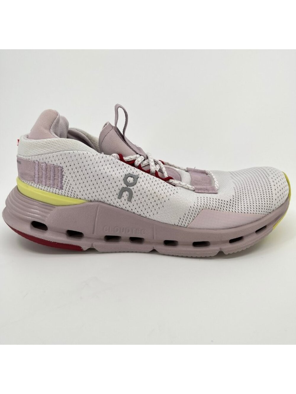 On Cloudnova Womens Size 6 Undyed White Fade Pink Running Walking Shoes Sneakers